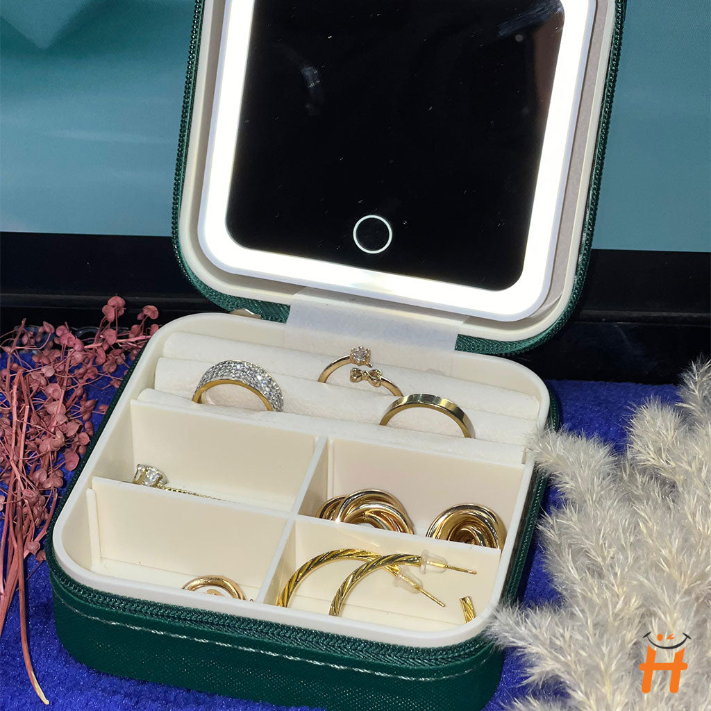 Petit Coffret À Bijoux multifonctionnel Avec Miroir Led